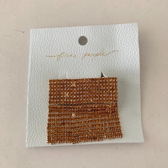 NWT Free People Roaring Rhinestone Gold Dangling Barrette - Picture 1 of 6